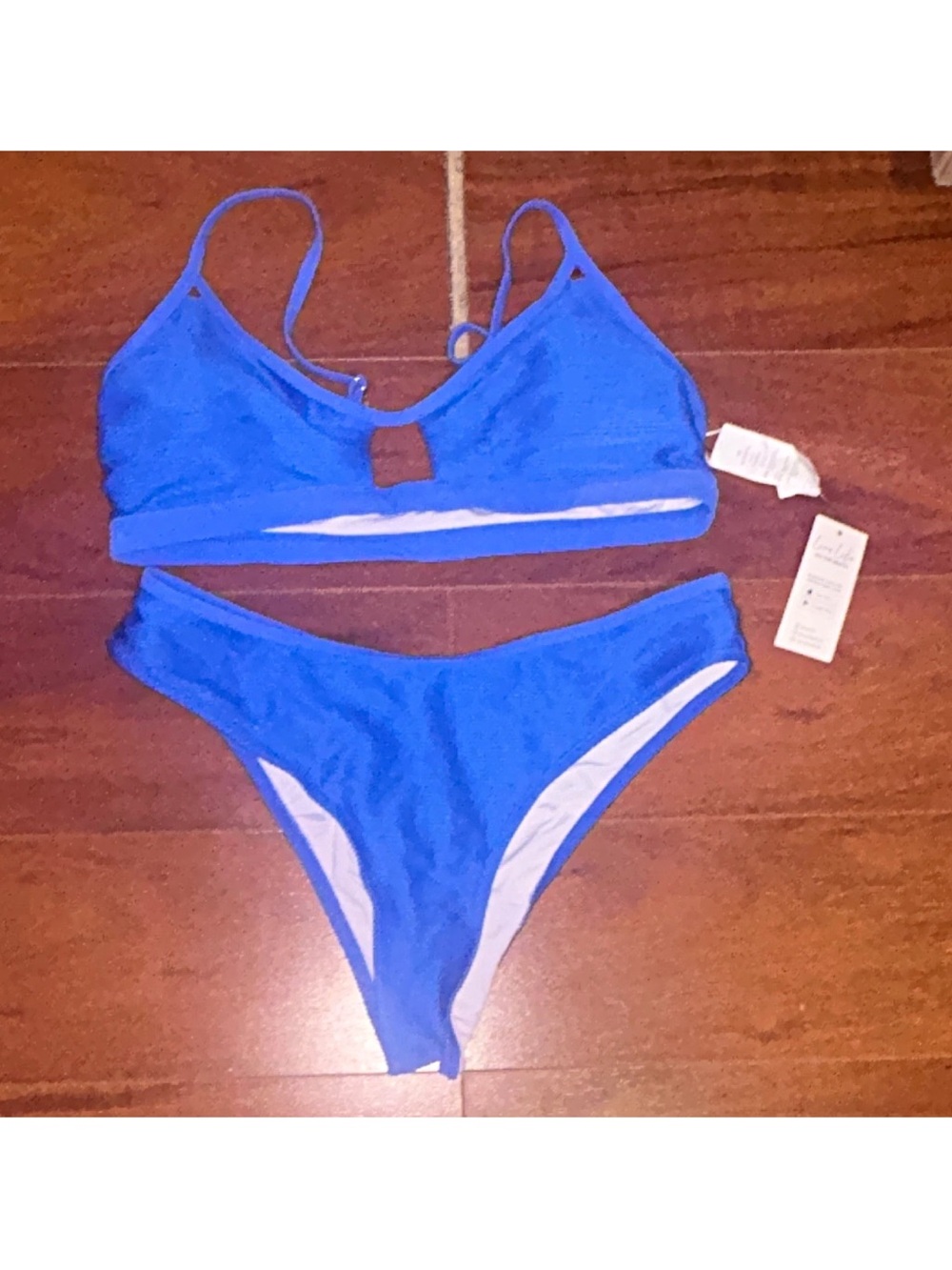 Women’s Blue Bikini Set – Scoop Bralette Top & High-Cut Bottom